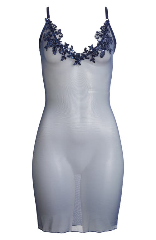 Kilo Brava Sequin Sheer Mesh Chemise In Midnight Blue