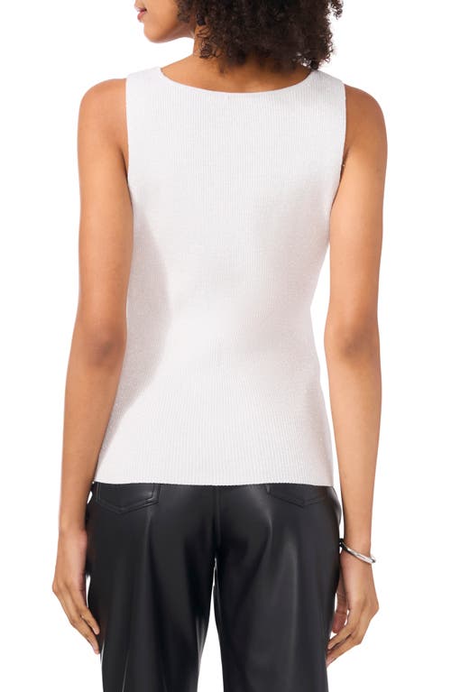 Vince Camuto Metallic Rib Sleeveless Sweater In Sweet Ivory Silver