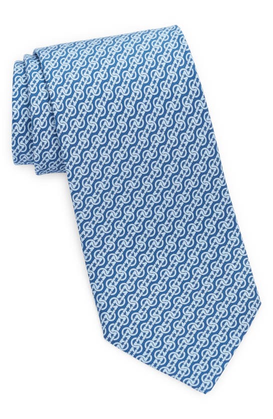 Ferragamo Gancini Silk Tie In Blu Sc/ Azzur