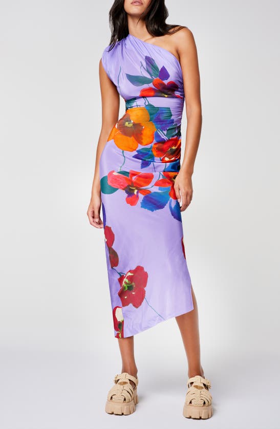 Smythe Poppy Print One-shoulder Asymmetric Dress