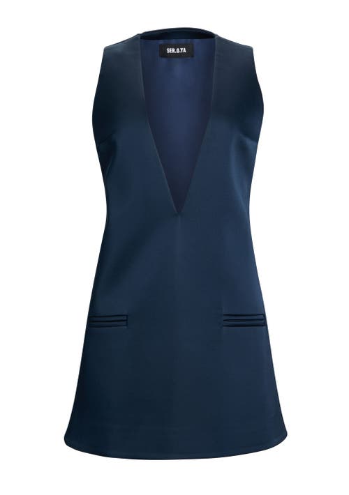 Shop Ser.o.ya Hadley Satin A Line Dress In Sapphire