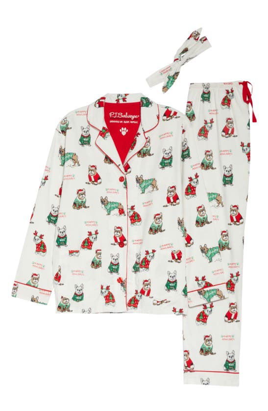 Pj Salvage Flannel Pajamas With Headband In Off White