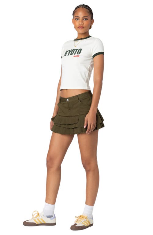 Shop Edikted Kyoto Graphic Baby Tee In Beige