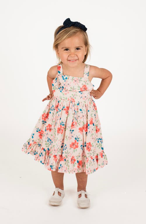 Shop Popatu Kids' Flounce Floral Print Cotton Sundress In Pink Multi