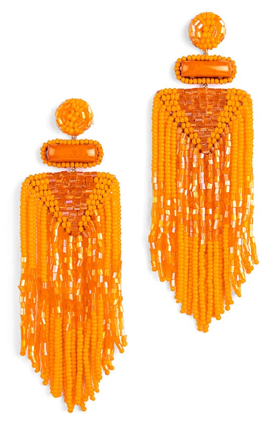 Deepa Gurnani Jody Beaded Tassel Earrings In Marigold