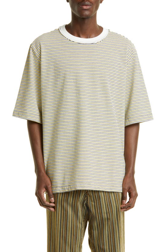 Camiel Fortgens Big Stripe Oversize T-shirt In Yellow/ White Stripe ...