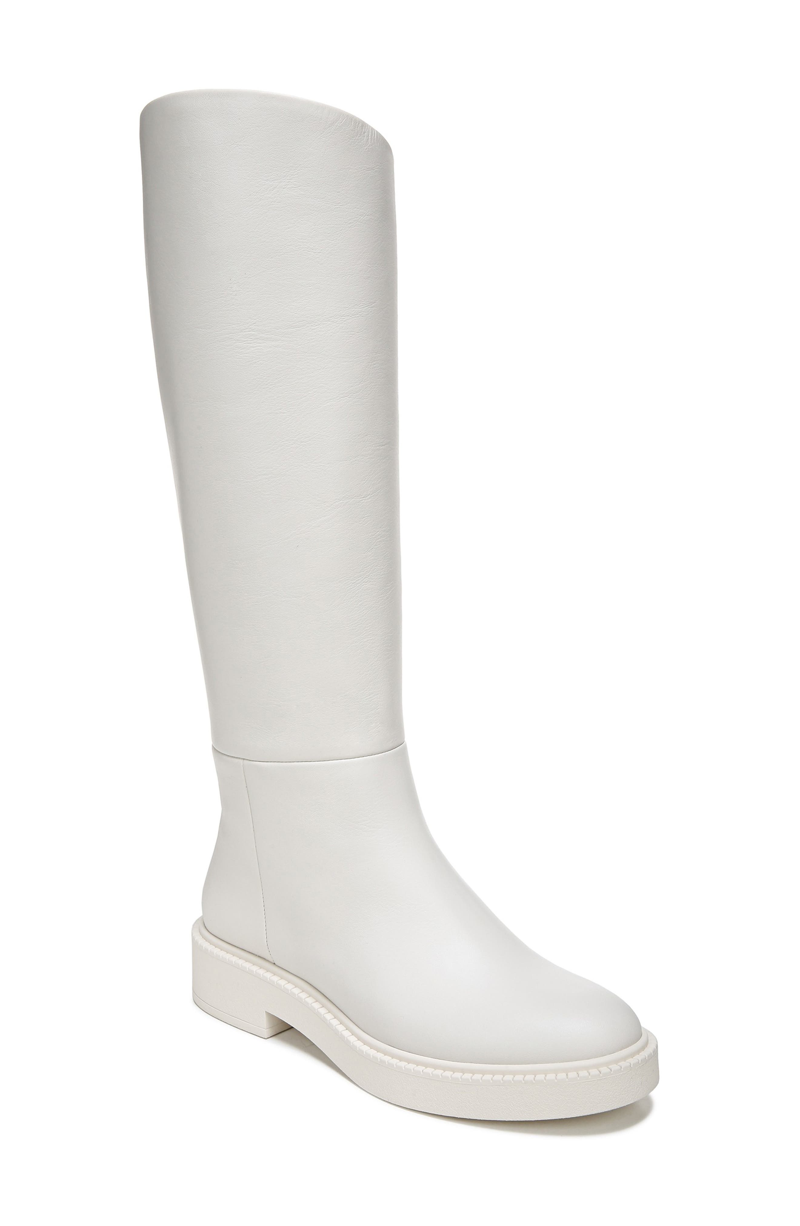 knee high white boots flat