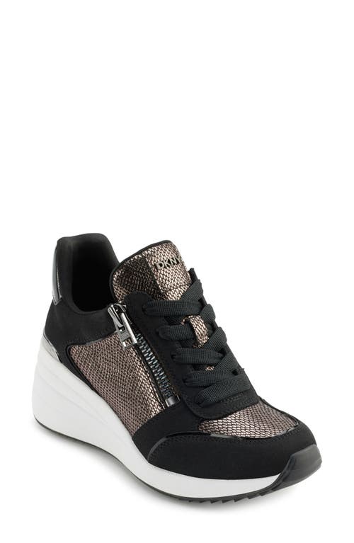 Shop Dkny Kalina Wedge Sneaker In Pewter/black