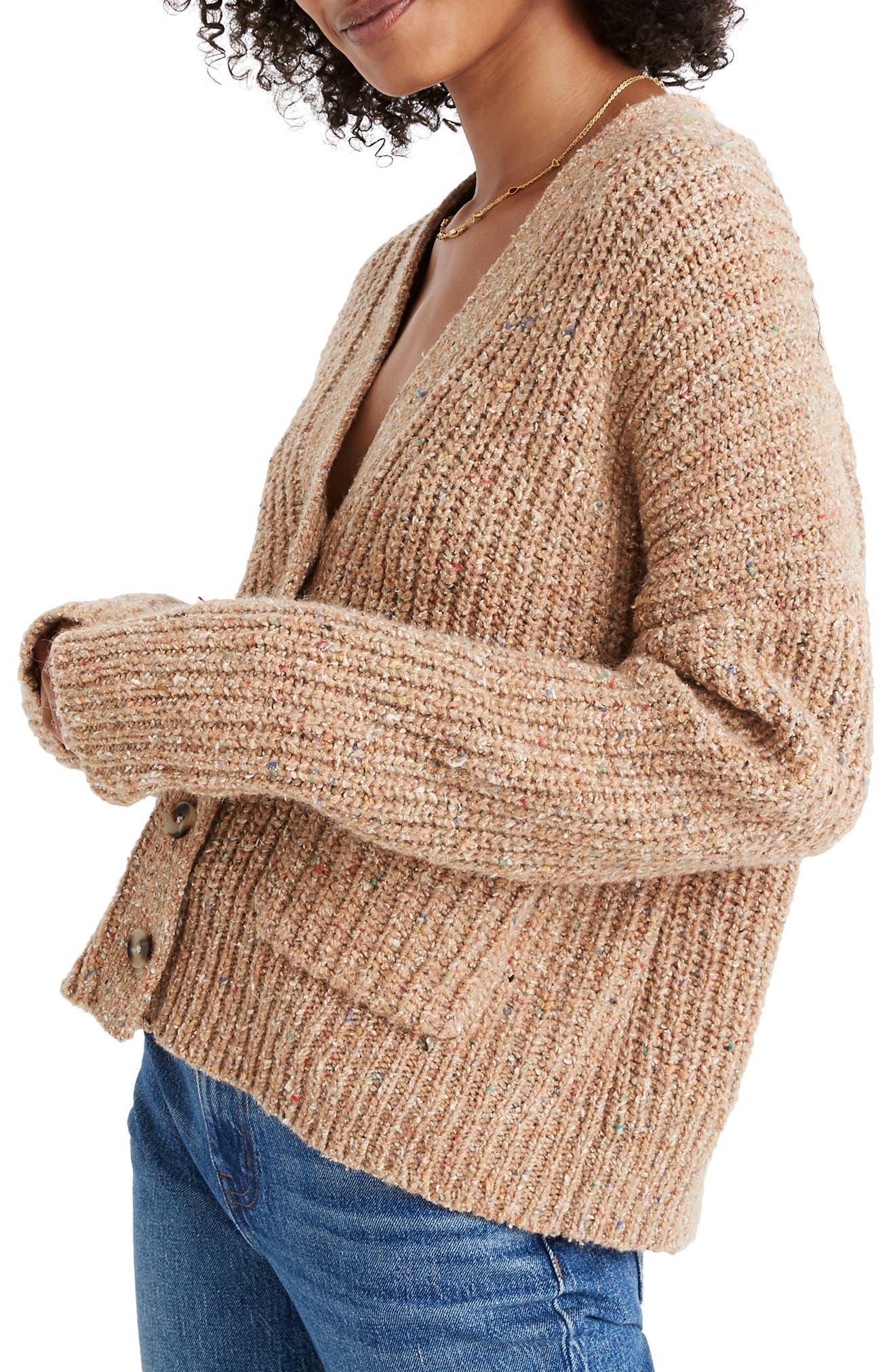 madewell speckled rib cardigan sweater