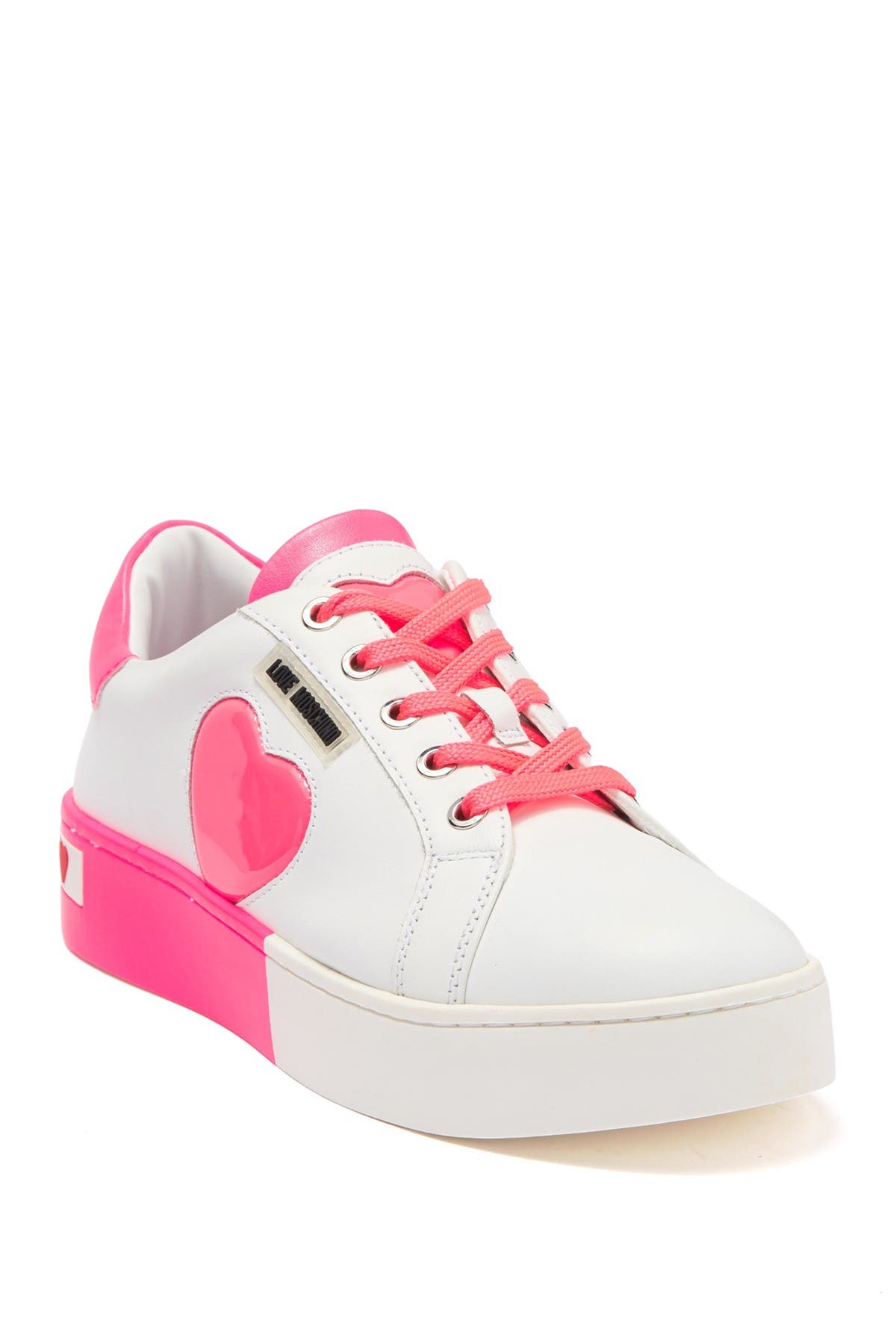 Heart Print Two Tone Leather Sneaker 