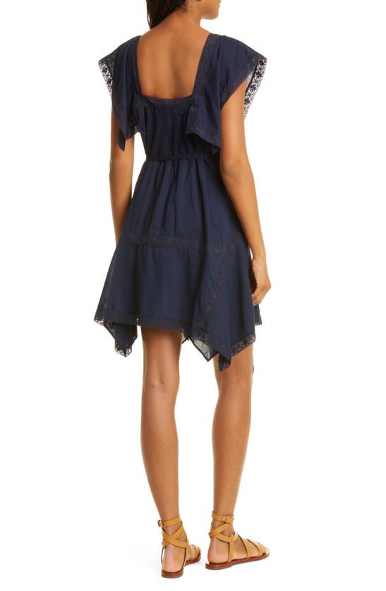 Shop Rebecca Taylor Lace Inset Cotton Shift Dress In Marine Blue