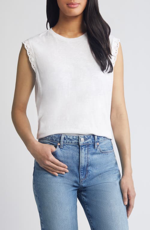 caslon(r) Embellished Lace Detail Sleeveless Top in White