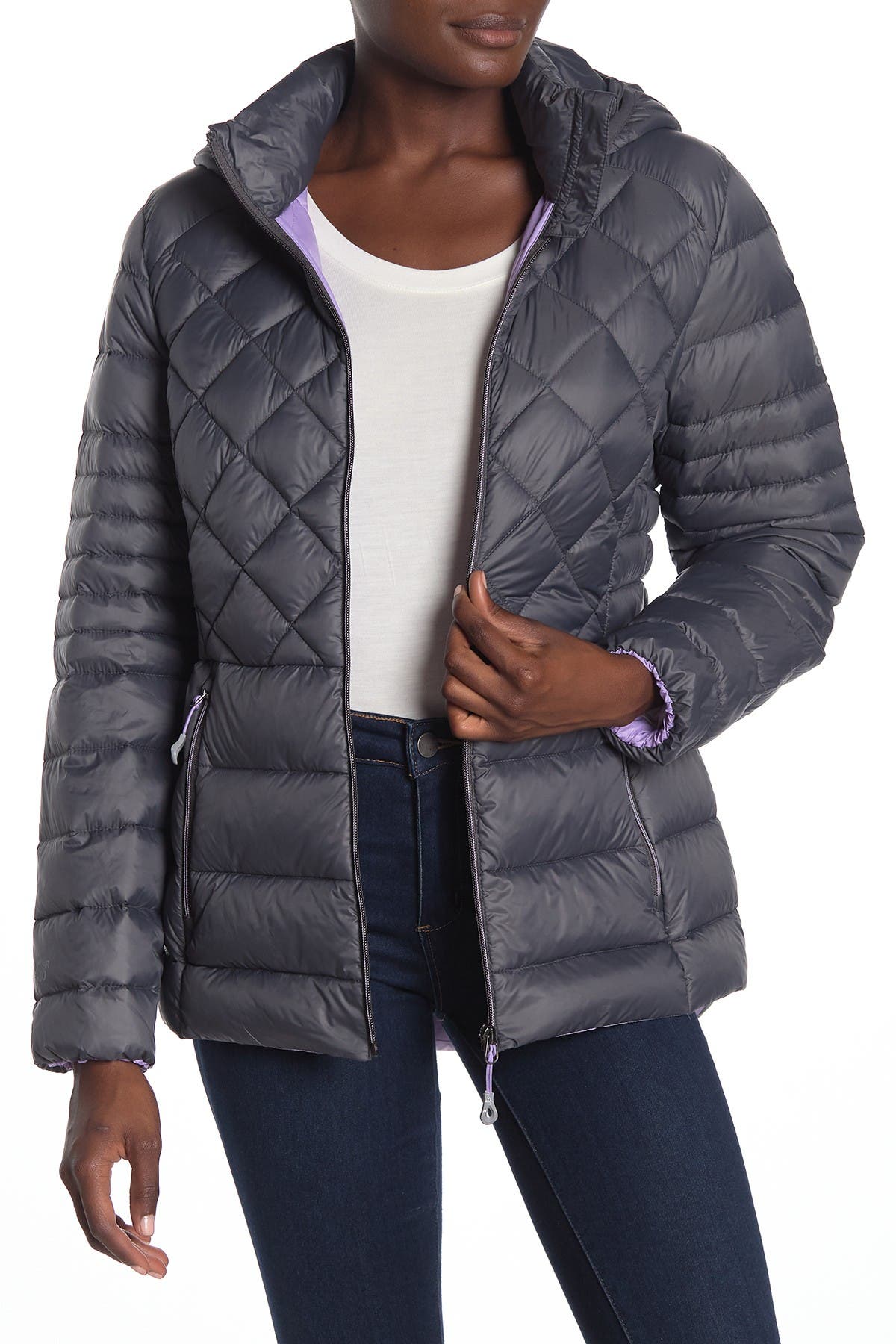 packable hooded puffer coat