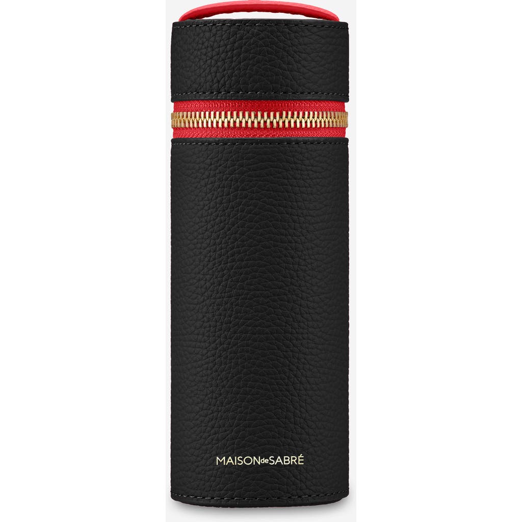 Maison De Sabre Maison De Sabré Leather Brush Case In Rouge Noir