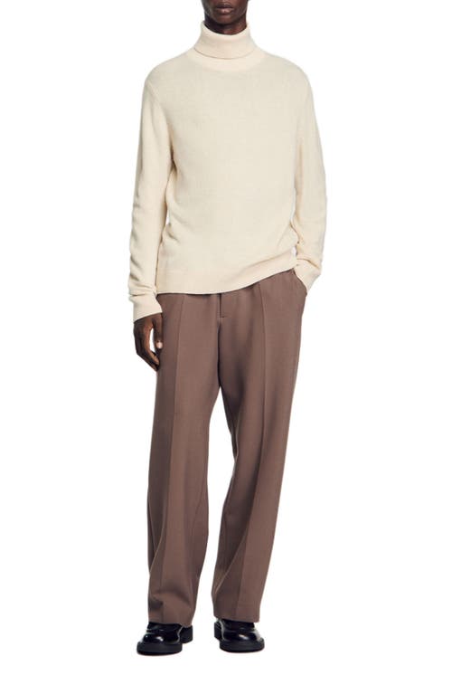 Sandro Jersey Regular Fit Wide Leg Trousers In Taupe