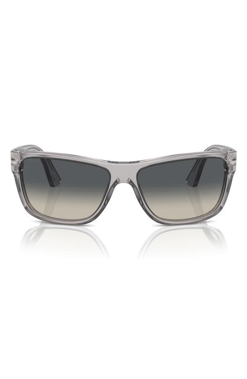 Persol 63mm Oversize Gradient Rectangular Sunglasses In Transparent Grey