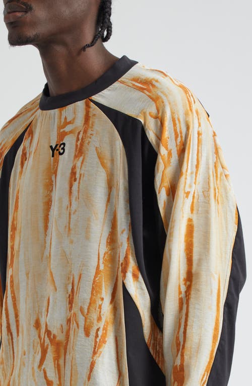 Shop Y-3 Rust Print Long Sleeve T-shirt In Orange Multi Color Camo/black