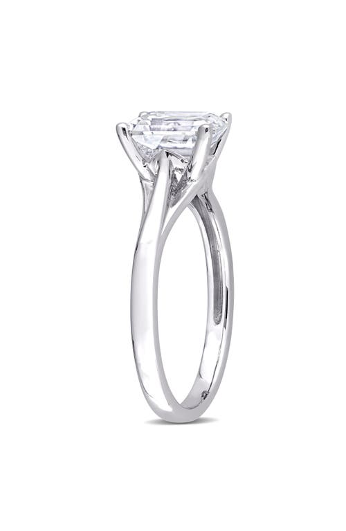 Delmar Emerald Cut Lab-created Moissanite Ring In White