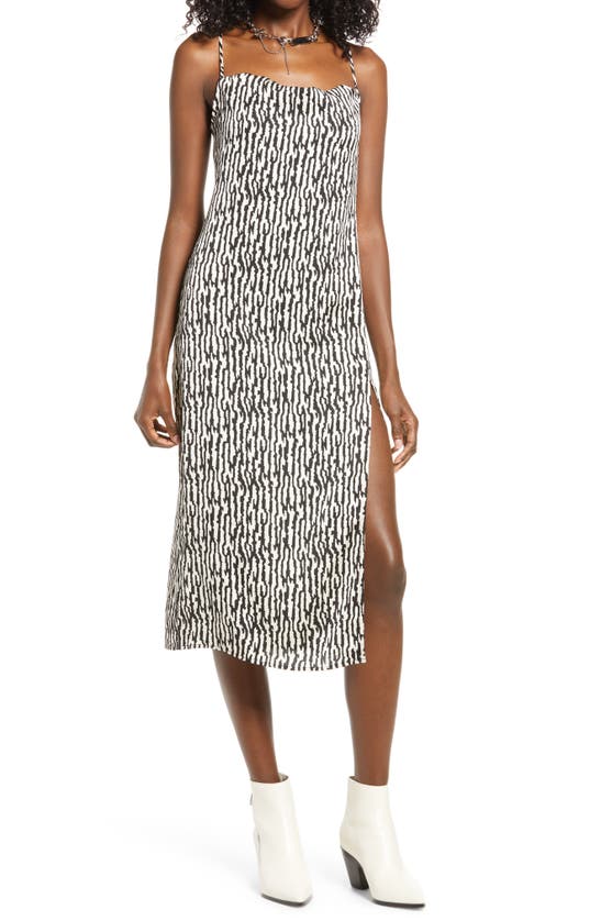 Open Edit Racerback Crepe Sundress In Ivory Modern Zebra