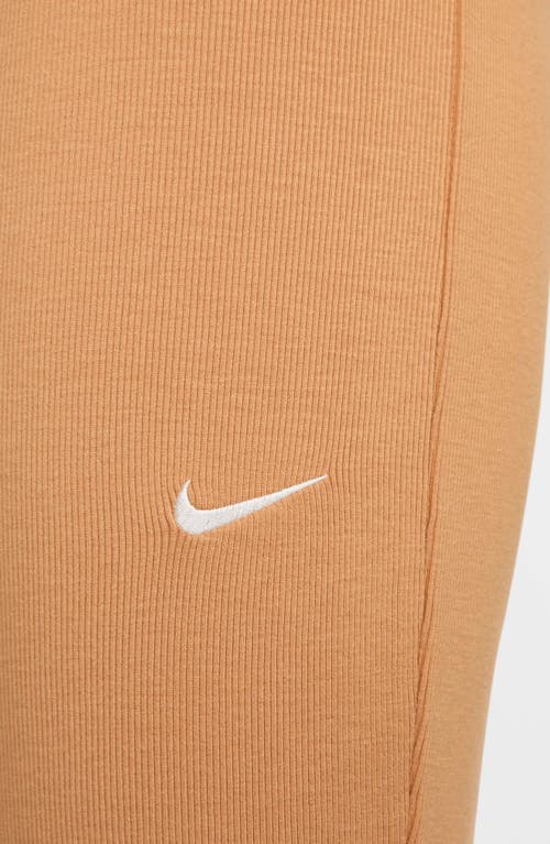 Shop Nike Sportswear Chill Knit Flare Leggings In Flax/sail