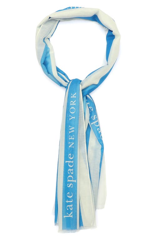 Shop Kate Spade New York Awning Stripe Scarf In Shaker Blue