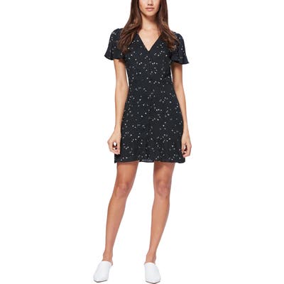 Paige Rosella Ruffle Trim Minidress, Black