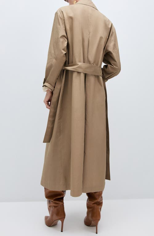 Shop Mango Cotton Twill Trench Coat In Beige