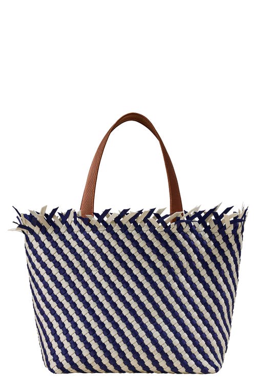 Shop Naghedi Medium Havana Stripe Woven Tote In Venice