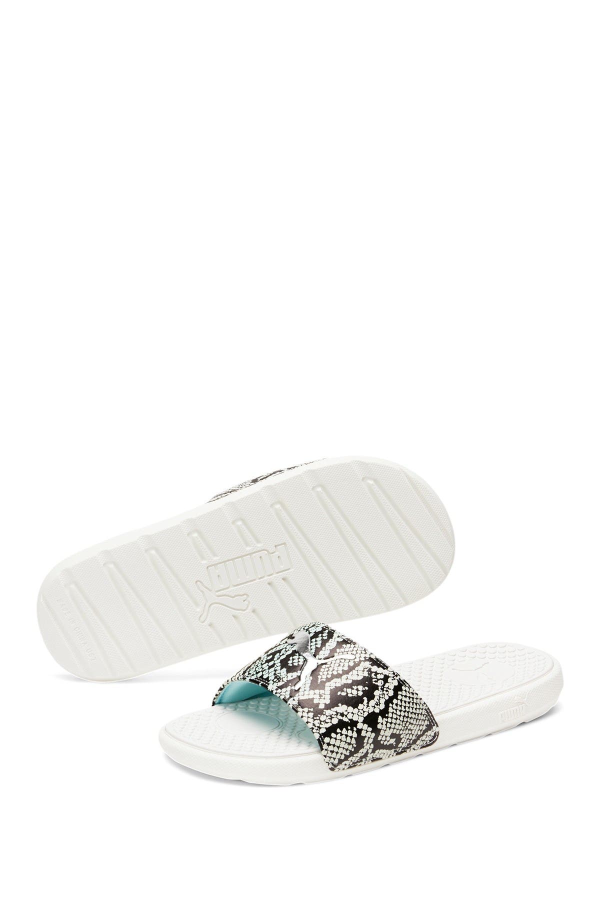 snake print slide sandals