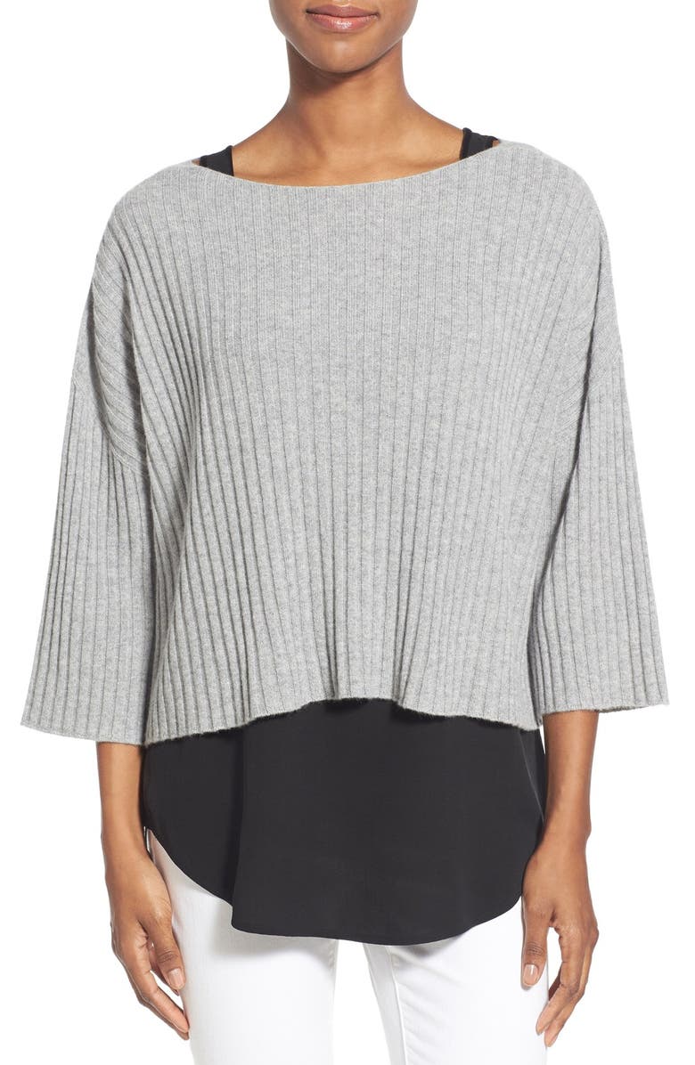 Eileen Fisher Cashmere Ballet Neck Boxy Rib Sweater | Nordstrom