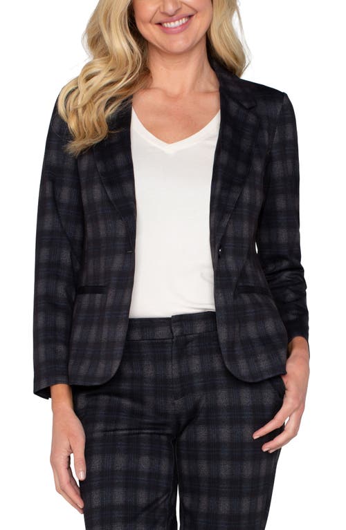 Shop Liverpool Los Angeles Plaid Fitted Blazer In Charcoal Grey/blueberry Plaid