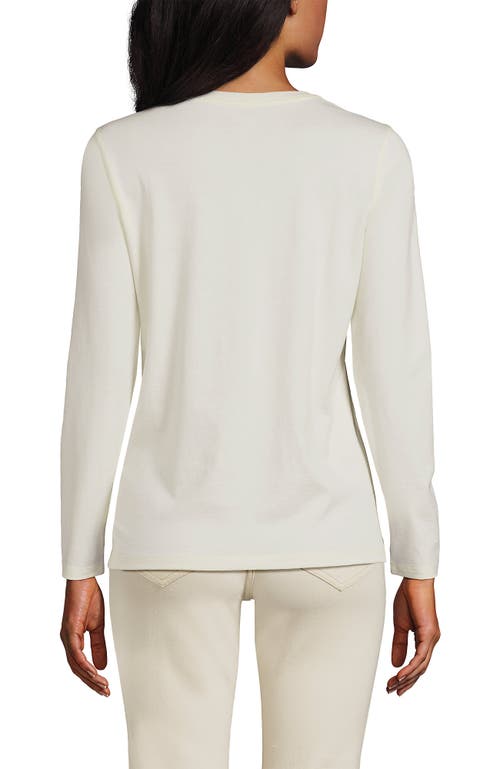 Shop Lands' End Relaxed Supima Cotton Long Sleeve Crew Neck T-shirt In Fresh Ivory