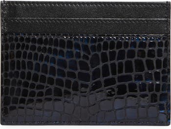 Saint Laurent Monogram Croc Embossed Patent Leather Card Case