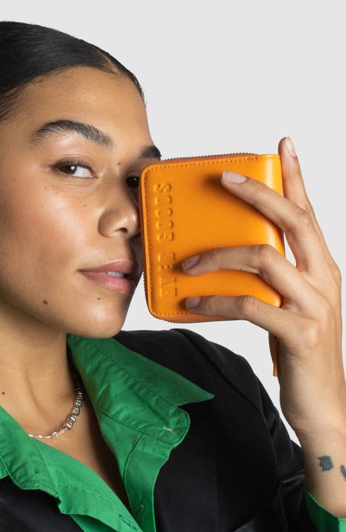 Shop Hyer Goods Upcycled Leather Zip-around Wallet In Neon Orange