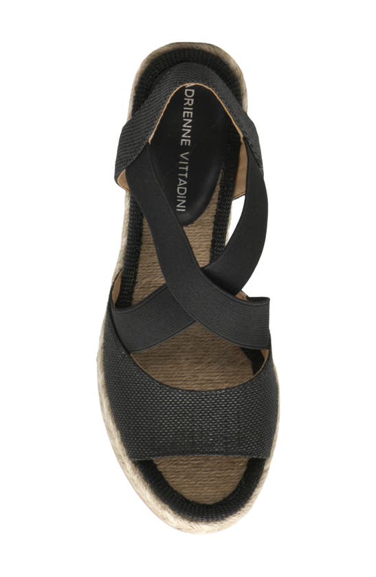 Shop Adrienne Vittadini Brynley Espadrille Wedge Sandal In Black Linen