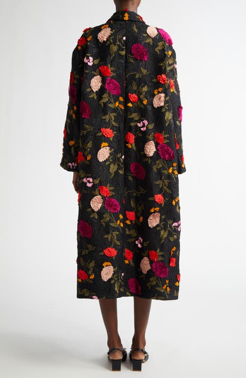 Shop Erdem Embroidered Metallic Floral Jacquard Evening Coat In Black