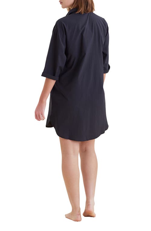 Shop Papinelle Whale Beach Solid Cotton & Modal Nightshirt In Black