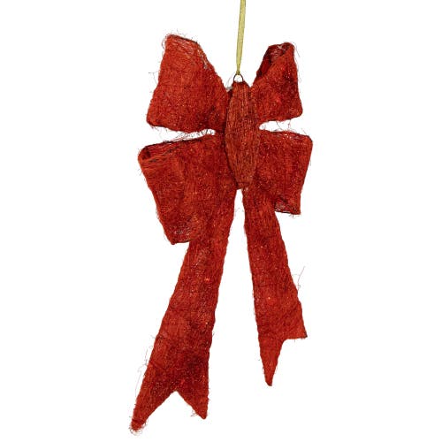Northlight Lighted Sparkling Sisal Outdoor Christmas Double Bow In Red
