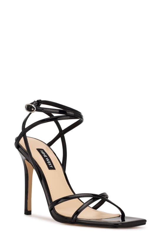Nine West Women's Tidle Ankle Strap Dress Sandals Women's Shoes In Black Patent