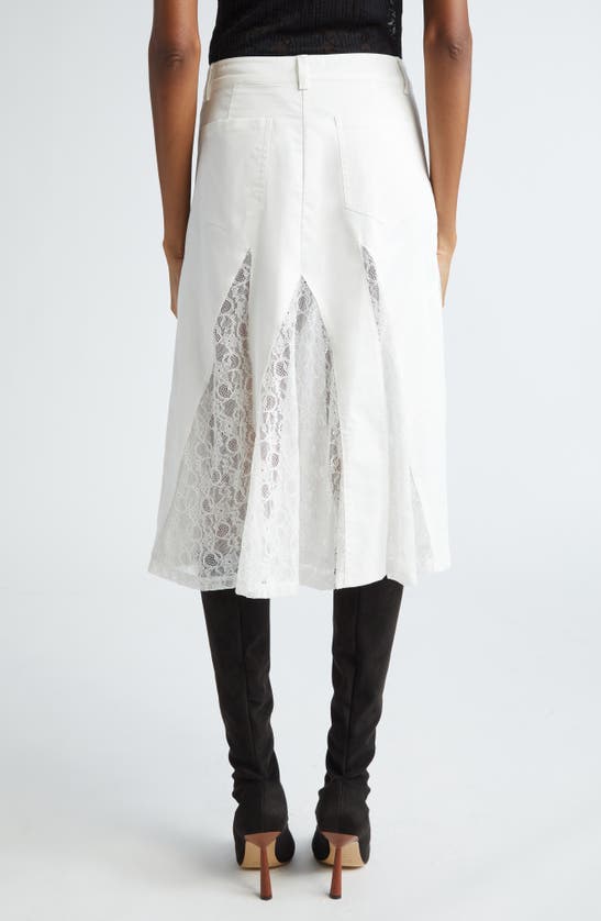 Miaou Anita Lace Godet Denim Skirt In Dove