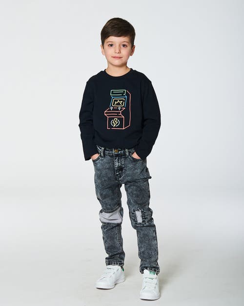 Shop Deux Par Deux Little Boy's Long Sleeve T-shirt With Print Black In Anthracite