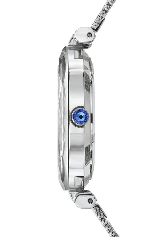 PORSAMO BLEU PORSAMO BLEU HAZEL WHITE TOPAZ MOTHER OF PEARL DIAL 3-HAND QUARTZ MESH STRAP WATCH, 33MM 