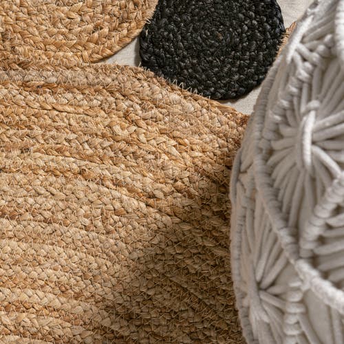 Jonathan Y Ayana Two-tone Jute Hippy Circle Round Area Rug In Natural/black