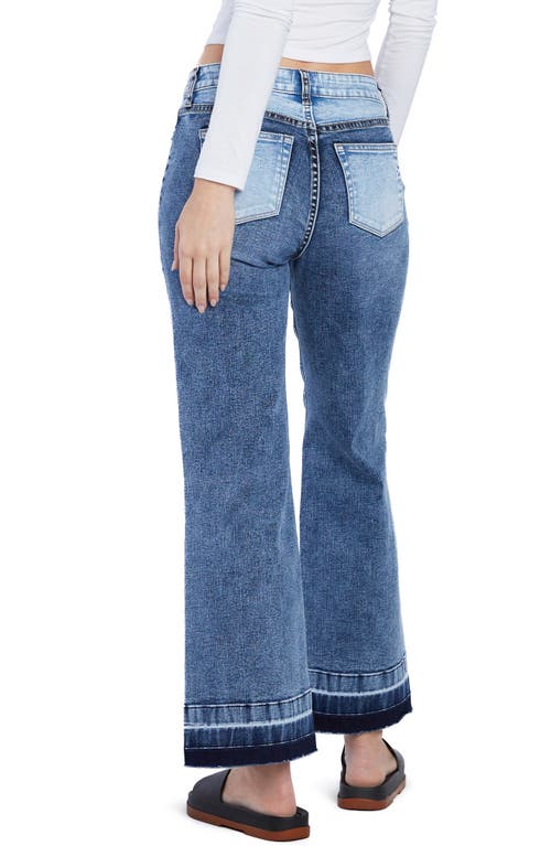 Hint Of Blu Pieced Release Hem Ankle Straight Leg Jeans In Futuristic Blue