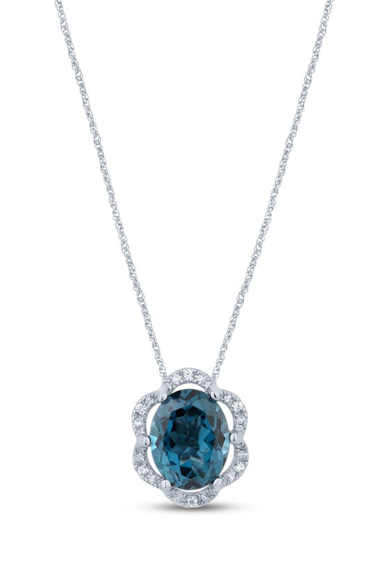 Shop Zac Posen Square London Blue Topaz & Diamond Pendant Necklace In White