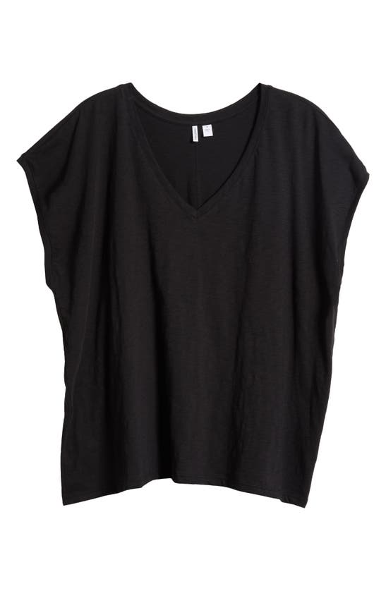 Shop Nordstrom V-neck Pima Cotton Slub T-shirt In Black