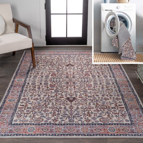 Shop Jonathan Y Kemer All-over Persian Machine-washable Area Rug In Beige/red/blue