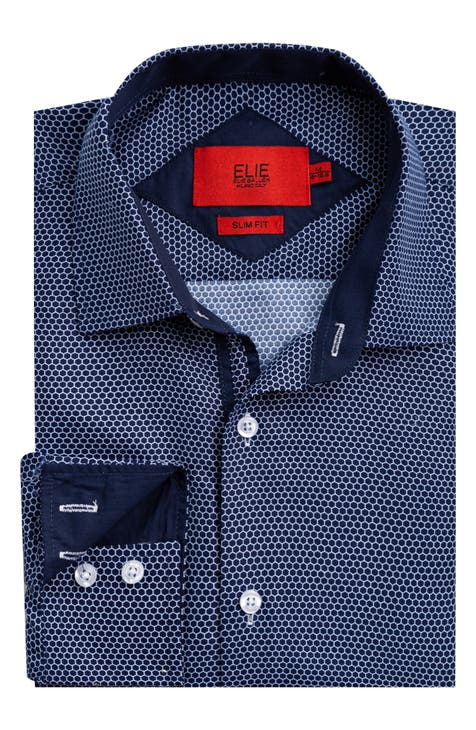 Men's Blue Slim Fit Dress Shirts