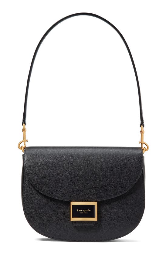 Shop Kate Spade Katy Textured Leather Convertible Shoulder Bag In Black