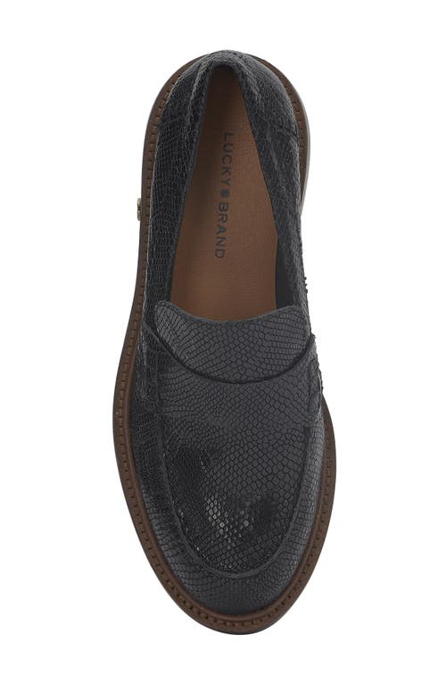 Shop Lucky Brand Salima Snakeskin Embossed Loafer In Black